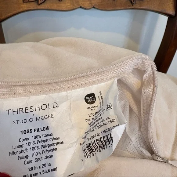 Studio McGee x Threshold || Cream Velvet Bow Pillow 20" Christmas Target 2025 - Picture 4 of 4